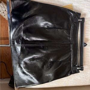 Shiny Black Leather Skirt
